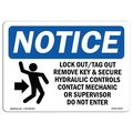 Signmission Safety Sign, OSHA Notice, 10" Height, Lock Out Tag Out Remove Key Sign With Symbol, Landscape OS-NS-D-1014-L-14029